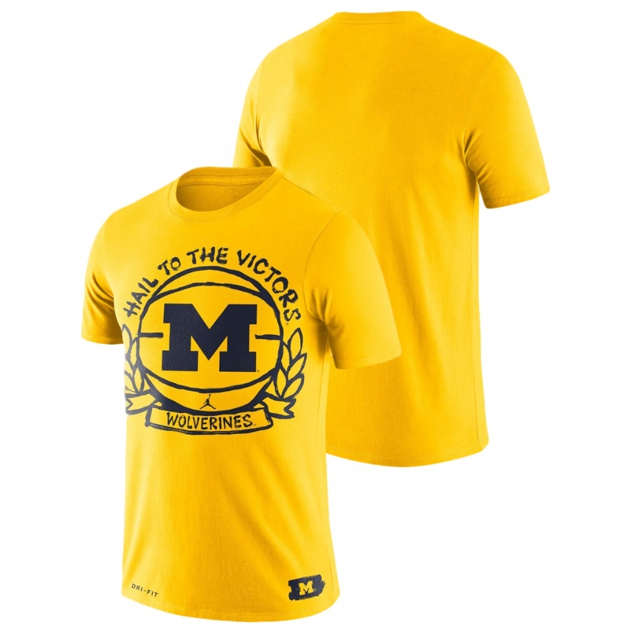 Michigan Wolverines Men's NCAA Maize Nike Crest Performance College Basketball T-Shirt ZMI4049RZ